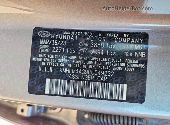 KMHLM4AG9PU549232 2023 HYUNDAI ELANTRA Gray VIN sticker view