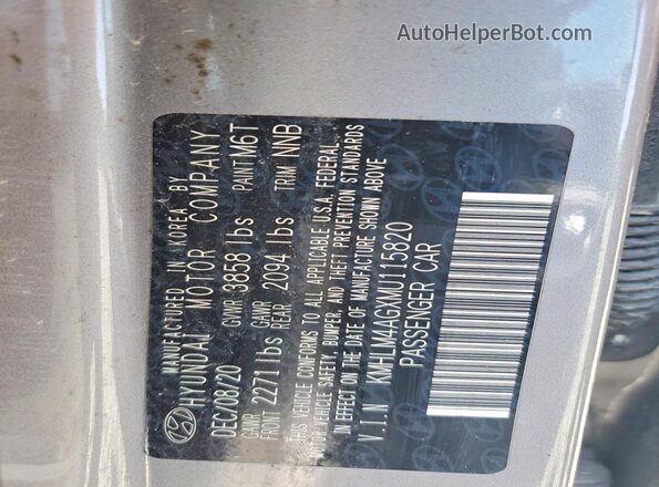 KMHLM4AGXMU115820 2021 HYUNDAI ELANTRA Gray Vista del compartimento del motor