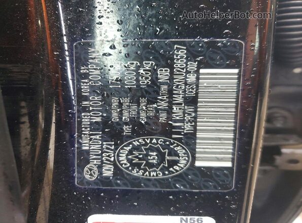 KMHLM4AGXNU286567 2022 HYUNDAI ELANTRA Black VIN კოდის სტიკერის ხედი