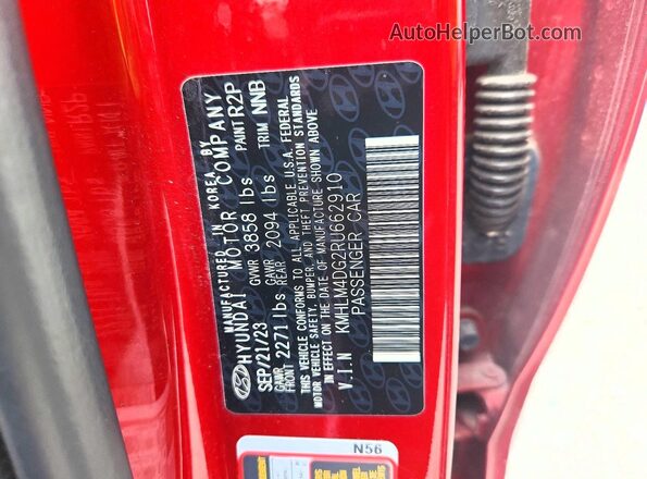 KMHLM4DG2RU662910 2024 HYUNDAI ELANTRA Red ძრავის განყოფილების ხედი