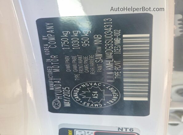 KMHLM4DG3SU034313 2025 HYUNDAI ELANTRA White Vista del compartimento del motor