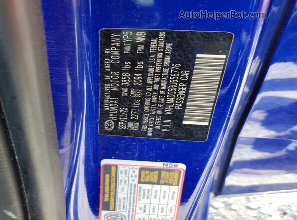 KMHLM4DG5RU656776 2024 HYUNDAI ELANTRA Blue Vista de la etiqueta del VIN