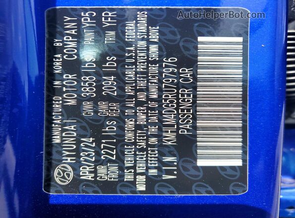KMHLM4DG5RU797976 2024 HYUNDAI ELANTRA Blue Engine compartment view