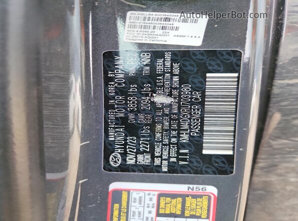 KMHLM4DGXRU703980 2024 HYUNDAI ELANTRA Charcoal Widok naklejki z numerem VIN