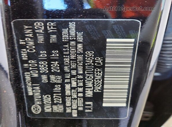 KMHLM4DGXTU134698 2026 HYUNDAI ELANTRA Black Вид підкапотного простору