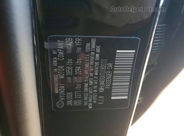KMHLM4DGXTU183111 2026 HYUNDAI ELANTRA Black Vista de la etiqueta del VIN