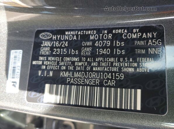 KMHLM4DJ0RU104159 2024 HYUNDAI ELANTRA Gray Շարժիչի բաժամունքի տեսք