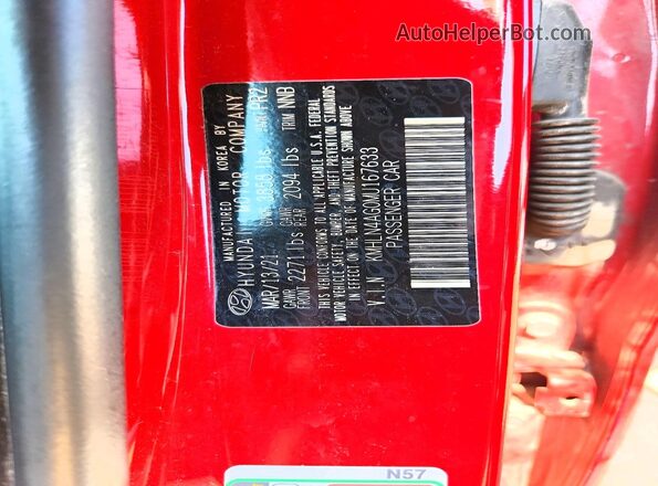 KMHLN4AG0MU167633 2021 HYUNDAI ELANTRA Red Շարժիչի բաժամունքի տեսք