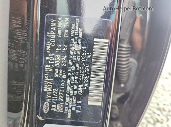 KMHLP4AG0PU403874 2023 HYUNDAI ELANTRA Black ძრავის განყოფილების ხედი