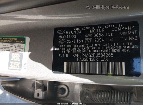 KMHLP4AG2PU584265 2023 HYUNDAI ELANTRA Gray ძრავის განყოფილების ხედი
