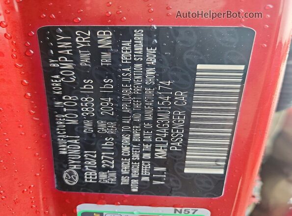 KMHLP4AG3MU154174 2021 HYUNDAI ELANTRA Red Շարժիչի բաժամունքի տեսք