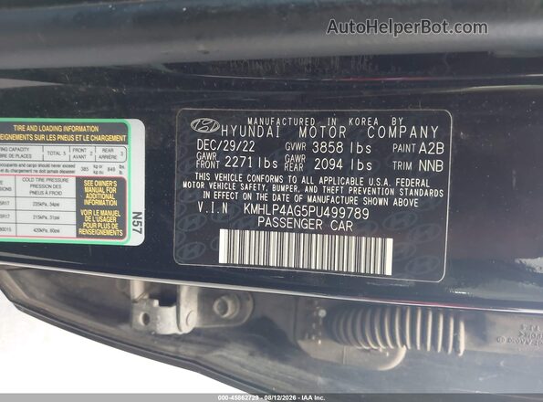 KMHLP4AG5PU499789 2023 HYUNDAI ELANTRA Black Engine compartment view