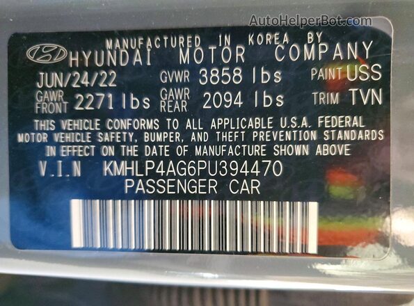 KMHLP4AG6PU394470 2023 HYUNDAI ELANTRA Blue 