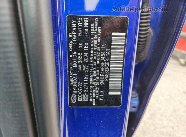 KMHLP4AG6PU484119 2023 HYUNDAI ELANTRA Синий Вид наклейки с VIN-кодом