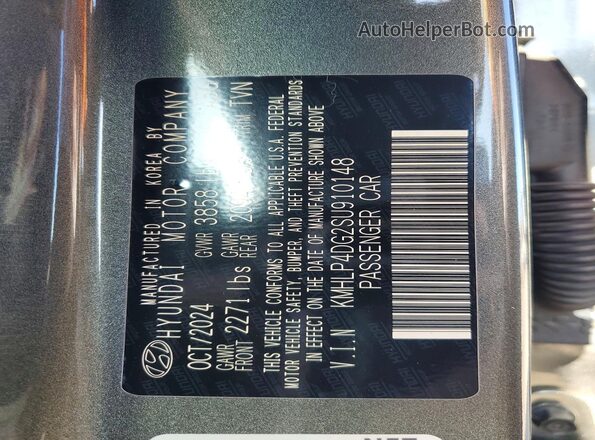 KMHLP4DG2SU910148 2025 HYUNDAI ELANTRA Серый Вид наклейки с VIN-кодом