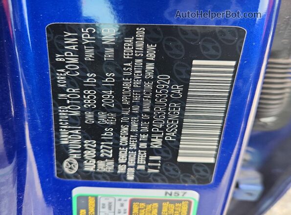 KMHLP4DG3RU635920 2024 HYUNDAI ELANTRA Синий Вид подкапотного пространства