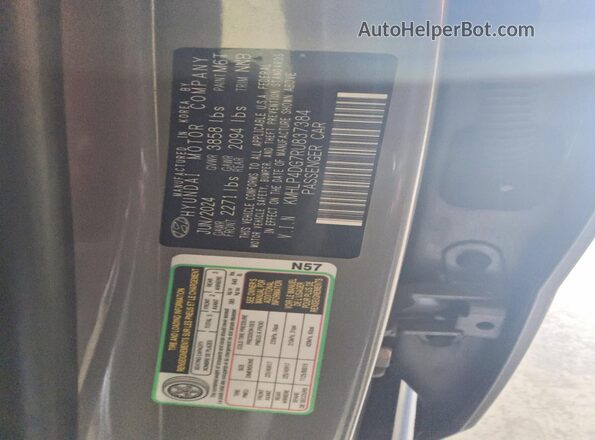 KMHLP4DG7RU837384 2024 HYUNDAI ELANTRA Gray Вид наклейки з VIN-кодом