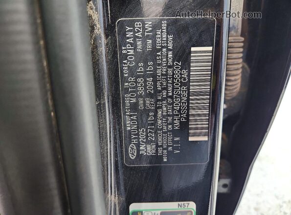 KMHLP4DG7SU058802 2025 HYUNDAI ELANTRA Black VIN կոդի պիտակի տեսք