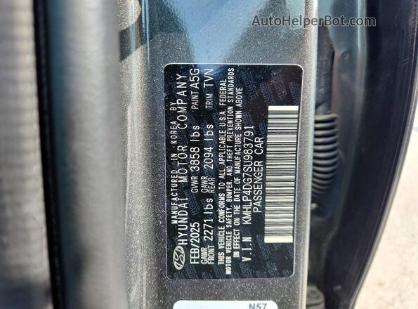 KMHLP4DG7SU983791 2025 HYUNDAI ELANTRA Gray VIN კოდის სტიკერის ხედი
