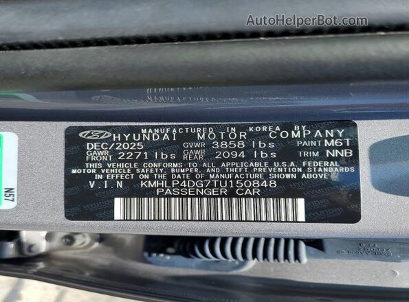 KMHLP4DG7TU150848 2026 HYUNDAI ELANTRA Silver Widok komory silnika