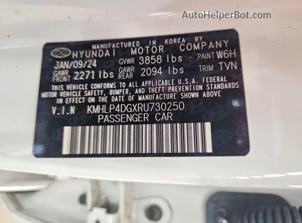 KMHLP4DGXRU730250 2024 HYUNDAI ELANTRA White Вид підкапотного простору