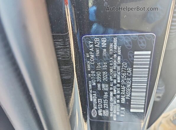 KMHLR4AF1PU567720 2023 HYUNDAI ELANTRA Black VIN კოდის სტიკერის ხედი
