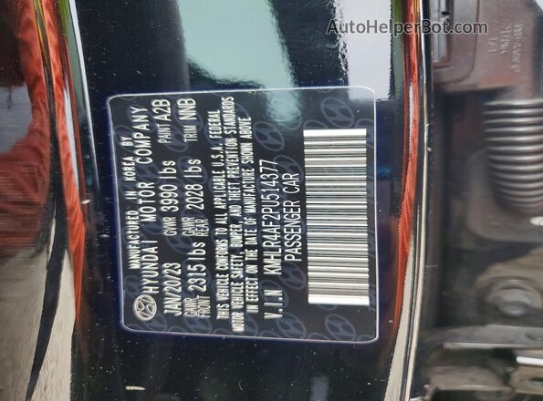 KMHLR4AF2PU514377 2023 HYUNDAI ELANTRA Black VIN კოდის სტიკერის ხედი