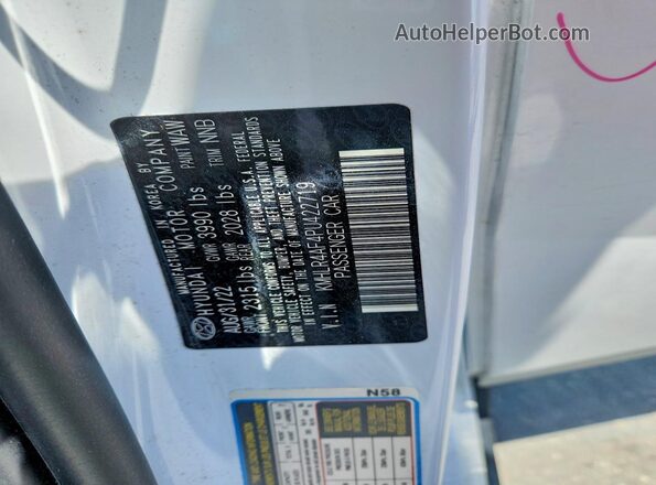 KMHLR4AF4PU422719 2023 HYUNDAI ELANTRA Белый Вид наклейки с VIN-кодом