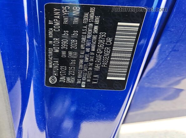 KMHLR4AF4PU608793 2023 HYUNDAI ELANTRA Синий Вид наклейки с VIN-кодом