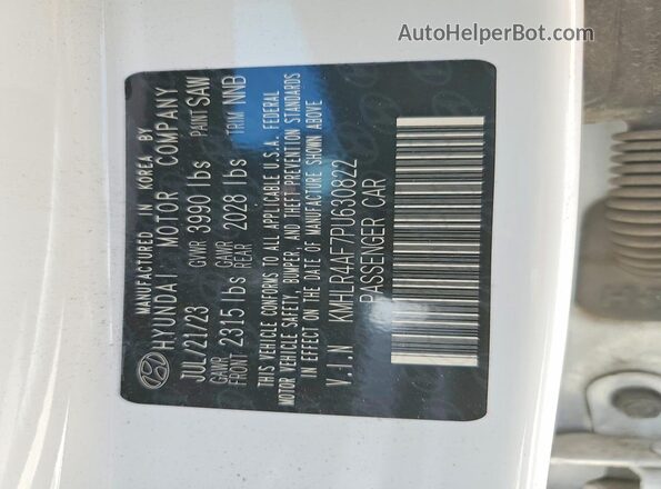 KMHLR4AF7PU630822 2023 HYUNDAI ELANTRA White Widok komory silnika