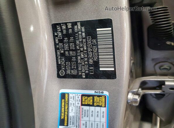 KMHLR4AF8PU504923 2023 HYUNDAI ELANTRA Gray Вид наклейки з VIN-кодом