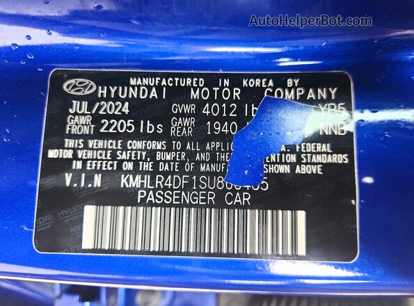 KMHLR4DF1SU863485 2025 HYUNDAI ELANTRA Blue Widok komory silnika