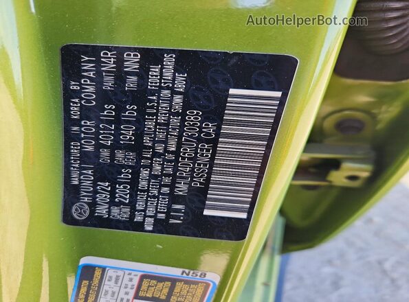 KMHLR4DF6RU730389 2024 HYUNDAI ELANTRA Зеленый Вид подкапотного пространства