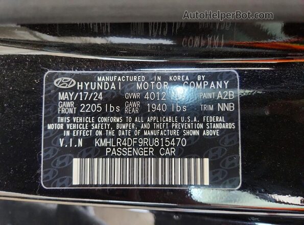 KMHLR4DF9RU815470 2024 HYUNDAI ELANTRA Black VIN կոդի պիտակի տեսք