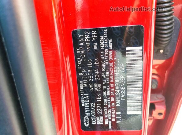 KMHLS4AG0PU459117 2023 HYUNDAI ELANTRA Красный Вид подкапотного пространства