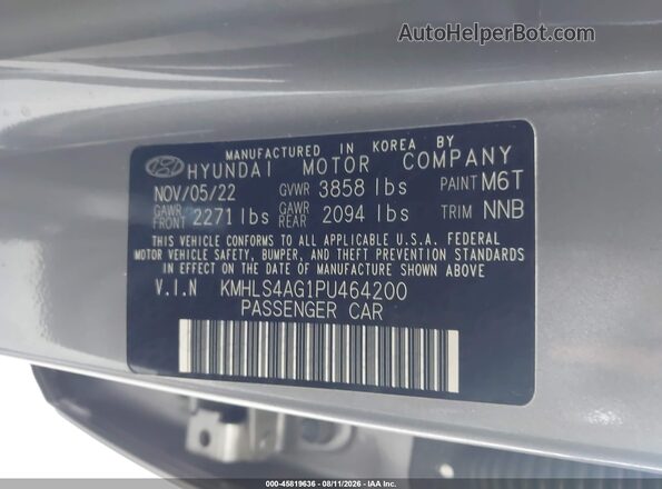 KMHLS4AG1PU464200 2023 HYUNDAI ELANTRA Gray Вид підкапотного простору