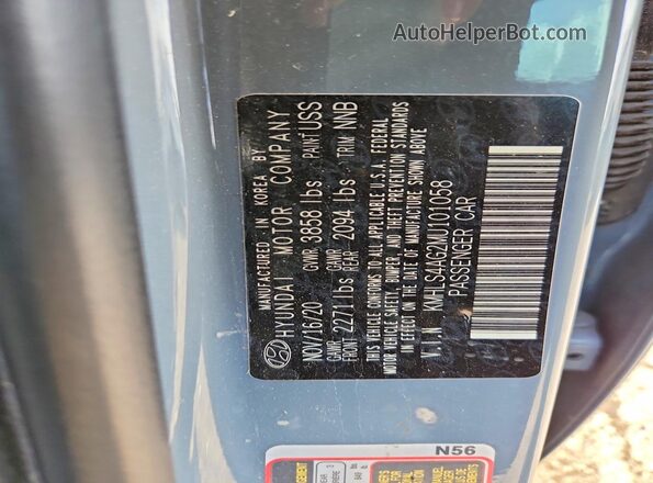 KMHLS4AG2MU101058 2021 HYUNDAI ELANTRA Gray ძრავის განყოფილების ხედი