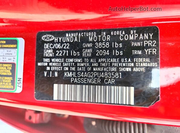 KMHLS4AG2PU483581 2023 HYUNDAI ELANTRA Красный Вид подкапотного пространства