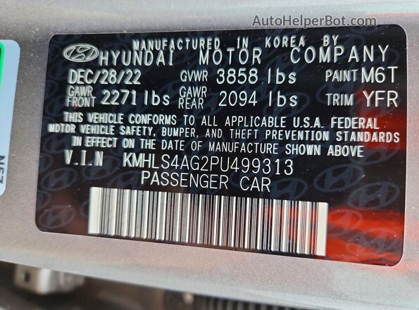 KMHLS4AG2PU499313 2023 HYUNDAI ELANTRA Gray VIN sticker view