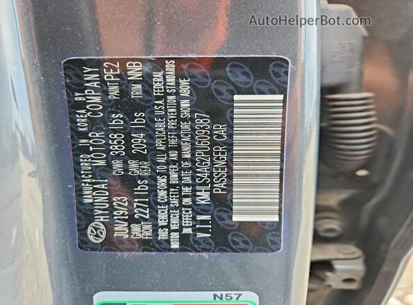 KMHLS4AG2PU609387 2023 HYUNDAI ELANTRA Gray Vista de la etiqueta del VIN