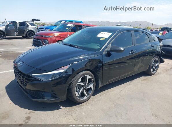 KMHLS4AG3PU416276 2023 HYUNDAI ELANTRA Black წინა მარცხენა ხედი სამი მეოთხედიდან