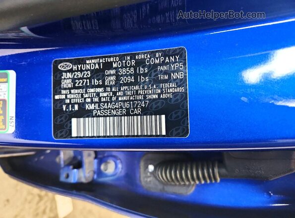 KMHLS4AG4PU617247 2023 HYUNDAI ELANTRA Blue ძრავის განყოფილების ხედი