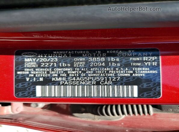 KMHLS4AG5PU591127 2023 HYUNDAI ELANTRA Красный Вид подкапотного пространства