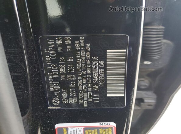 KMHLS4AG6NU252616 2022 HYUNDAI ELANTRA Black Widok komory silnika