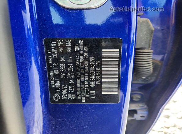 KMHLS4AG6PU484099 2023 HYUNDAI ELANTRA Blue VIN კოდის სტიკერის ხედი