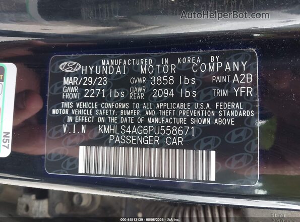 KMHLS4AG6PU558671 2023 HYUNDAI ELANTRA Black Вид підкапотного простору