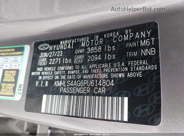 KMHLS4AG6PU614804 2023 HYUNDAI ELANTRA Silver Շարժիչի բաժամունքի տեսք