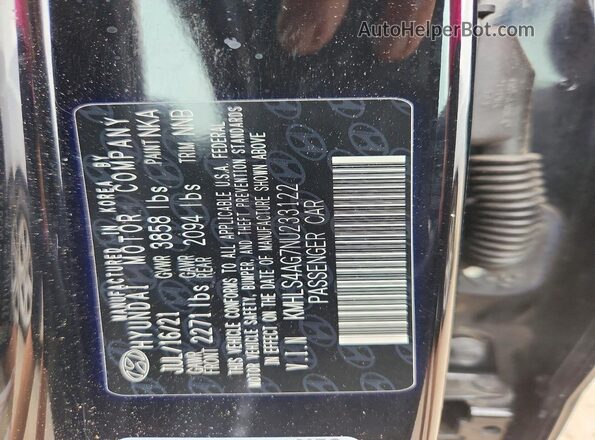 KMHLS4AG7NU233122 2022 HYUNDAI ELANTRA Черный Вид подкапотного пространства