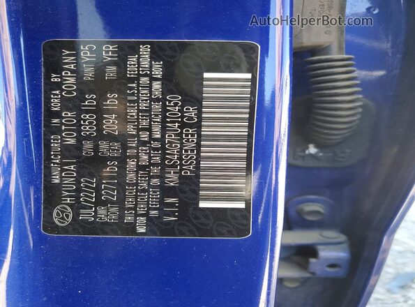 KMHLS4AG7PU410450 2023 HYUNDAI ELANTRA Blue VIN sticker view
