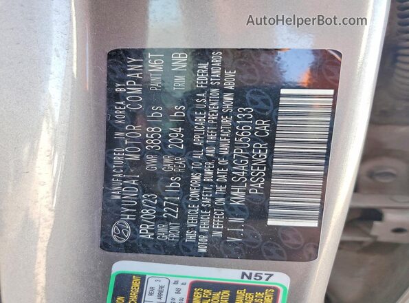 KMHLS4AG7PU566133 2023 HYUNDAI ELANTRA Gray Вид наклейки з VIN-кодом